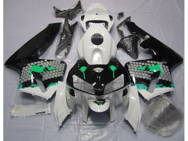 Turquoise Splatter on Gloss Black 2005-2006 Honda CBR600RR Motorcycle Fairings Turquoise Splatter on Gloss Black 2005-2006 Honda CBR600RR Motorcycle Fairings