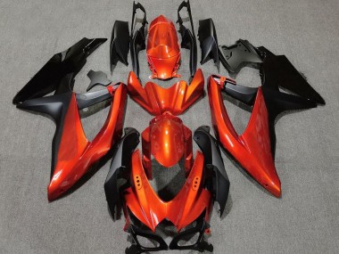 Vibrant Orange in Black 2008-2010 Suzuki GSXR 600-750 Motorcycle Fairings