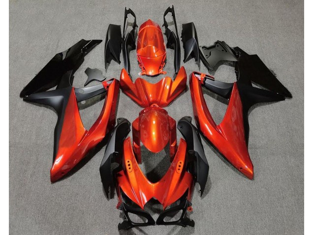 Vibrant Orange in Black 2008-2010 Suzuki GSXR 600-750 Motorcycle Fairings Vibrant Orange in Black 2008-2010 Suzuki GSXR 600-750 Motorcycle Fairings