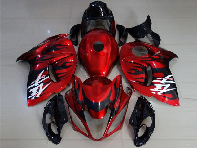 Vibrant Red & Flame 2008-2019 Suzuki GSXR 1300 Motorcycle Fairings Vibrant Red & Flame 2008-2019 Suzuki GSXR 1300 Motorcycle Fairings