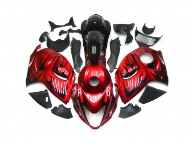 Vibrant Red with Black Flames 2008-2019 Suzuki GSXR 1300 Motorcycle Fairings