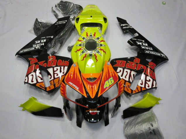 Vibrant Yellow Rossi 2005-2006 Honda CBR600RR Motorcycle Fairings