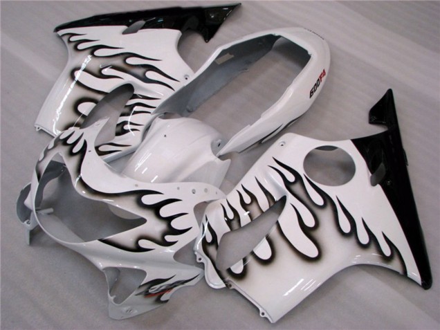 White and Black Flames 1999-2000 Honda CBR600 F4 Motorcycle Fairings White and Black Flames 1999-2000 Honda CBR600 F4 Motorcycle Fairings