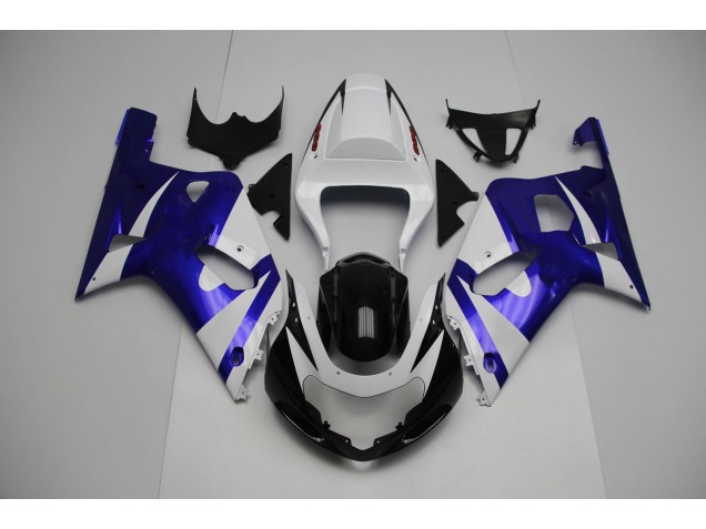White and Blue 2001-2003 Suzuki GSXR 600-750 Motorcycle Fairings