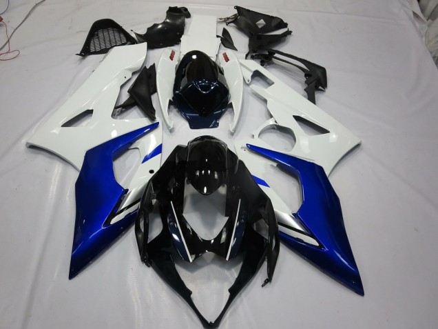 White and Blue 2005-2006 Suzuki GSXR 1000 Motorcycle Fairings White and Blue 2005-2006 Suzuki GSXR 1000 Motorcycle Fairings