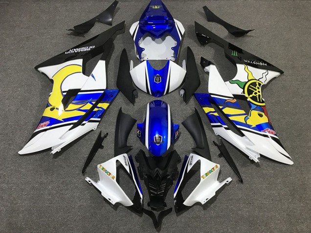 White and Blue Custom 2008-2016 Yamaha R6 Motorcycle Fairings White and Blue Custom 2008-2016 Yamaha R6 Motorcycle Fairings