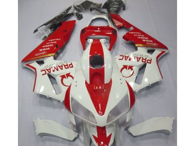 White and Red Custom 2005-2006 Honda CBR600RR Motorcycle Fairings