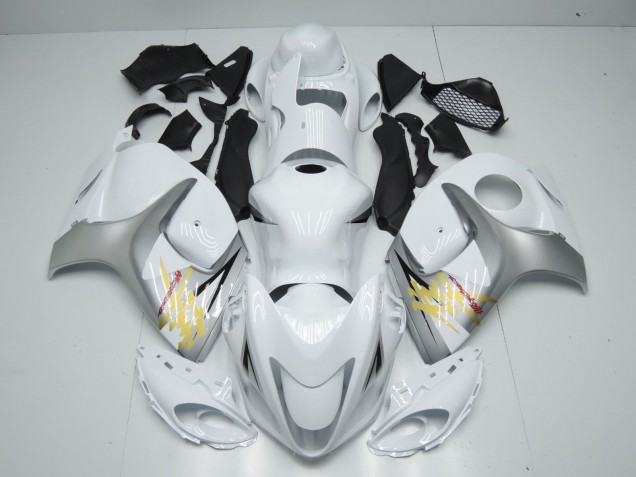 White and Silver 2008-2019 Suzuki GSXR 1300 Motorcycle Fairings White and Silver 2008-2019 Suzuki GSXR 1300 Motorcycle Fairings