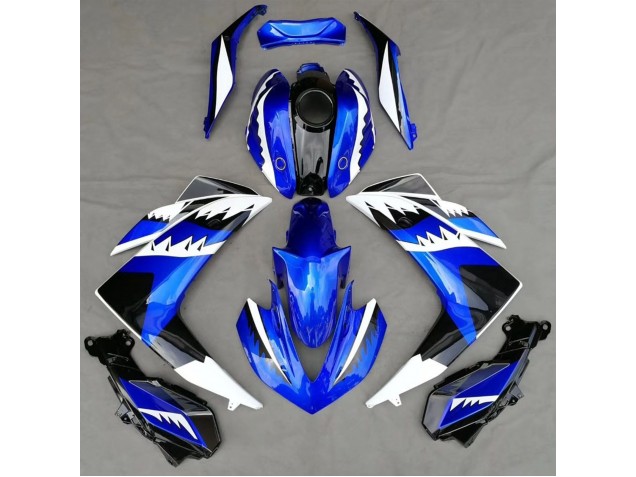 White Blue and Black Shark 2015-2018 Yamaha R3 Motorcycle Fairings White Blue and Black Shark 2015-2018 Yamaha R3 Motorcycle Fairings
