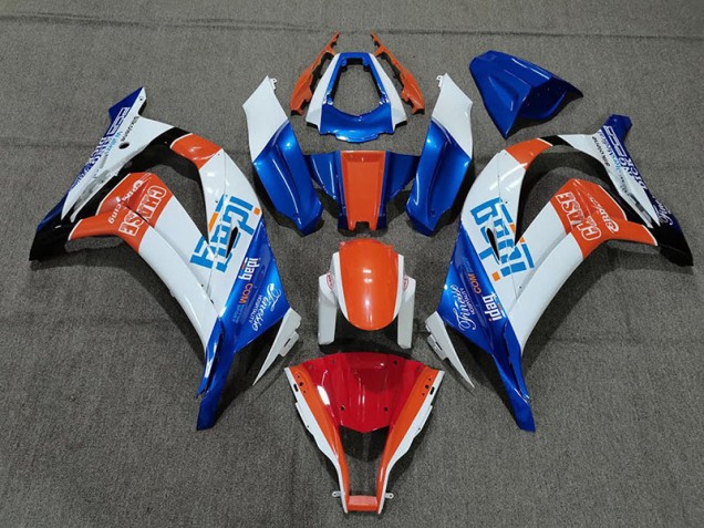 White Blue and Orange 2011-2015 Kawasaki ZX10R Motorcycle Fairings White Blue and Orange 2011-2015 Kawasaki ZX10R Motorcycle Fairings