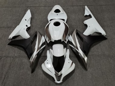 White Graphite and Black 2007-2008 Honda CBR600RR Motorcycle Fairings