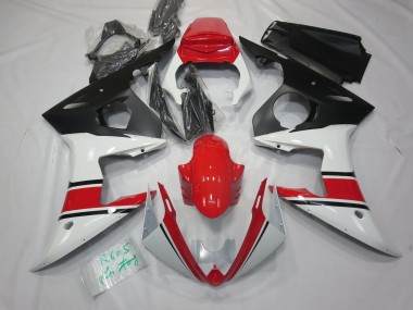 White Red and Black 2003-2005 Yamaha R6 Motorcycle Fairings