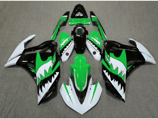 White Shark & Green 2015-2018 Yamaha R3 Motorcycle Fairings White Shark & Green 2015-2018 Yamaha R3 Motorcycle Fairings