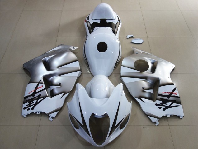 White & Shiny Silver 1997-2007 Suzuki GSXR 1300 Motorcycle Fairings White & Shiny Silver 1997-2007 Suzuki GSXR 1300 Motorcycle Fairings