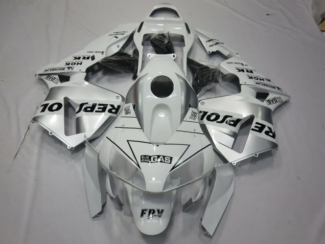 White Silver Repsol 2003-2004 Honda CBR600RR Motorcycle Fairings White Silver Repsol 2003-2004 Honda CBR600RR Motorcycle Fairings