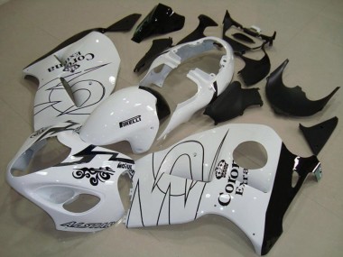White with Green 1997-2007 Suzuki GSXR 1300 Motorcycle Fairings