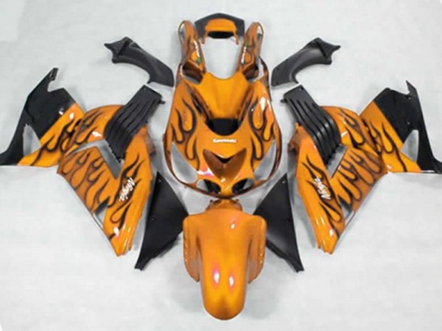 Yellow Black Flame 2006-2011 Kawasaki ZX14R Motorcycle Fairings Yellow Black Flame 2006-2011 Kawasaki ZX14R Motorcycle Fairings