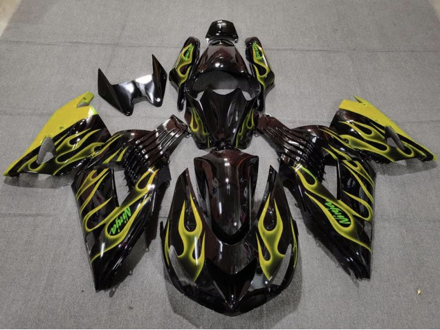 Yellow Flame 2006-2011 Kawasaki ZX14R Motorcycle Fairings Yellow Flame 2006-2011 Kawasaki ZX14R Motorcycle Fairings
