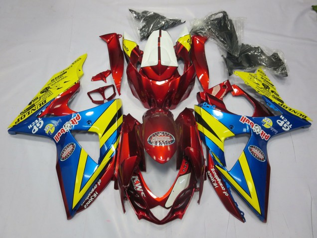 Yellow Red and Blue 2009-2016 Suzuki GSXR 1000 Motorcycle Fairings Yellow Red and Blue 2009-2016 Suzuki GSXR 1000 Motorcycle Fairings