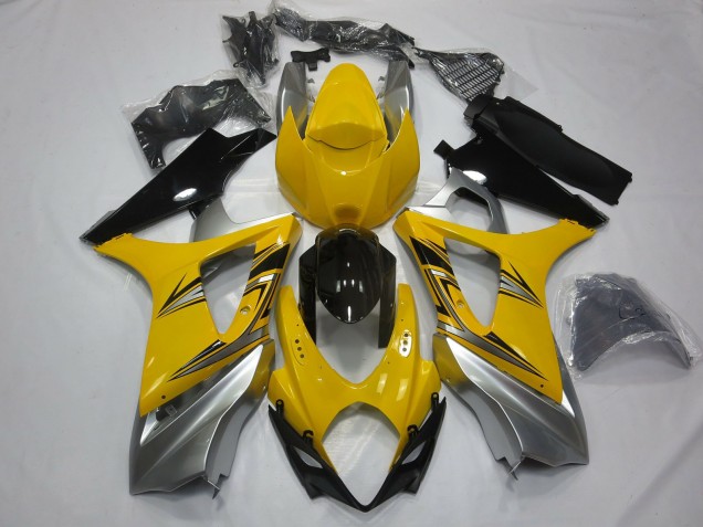 Yellow Silver 2007-2008 Suzuki GSXR 1000 Motorcycle Fairings Yellow Silver 2007-2008 Suzuki GSXR 1000 Motorcycle Fairings