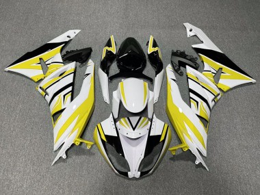 Yellow White and Black Zag 2009-2012 Kawasaki ZX6R Motorcycle Fairings